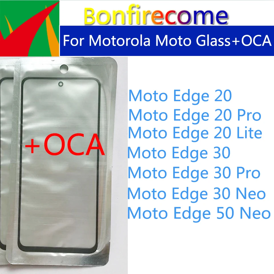 

10Pcs\Lot For Motorola Moto Edge 50 30 Neo 20 Pro Lite Fusion Touch Screen Front Glass Panel LCD Outer Lens With OCA Glue