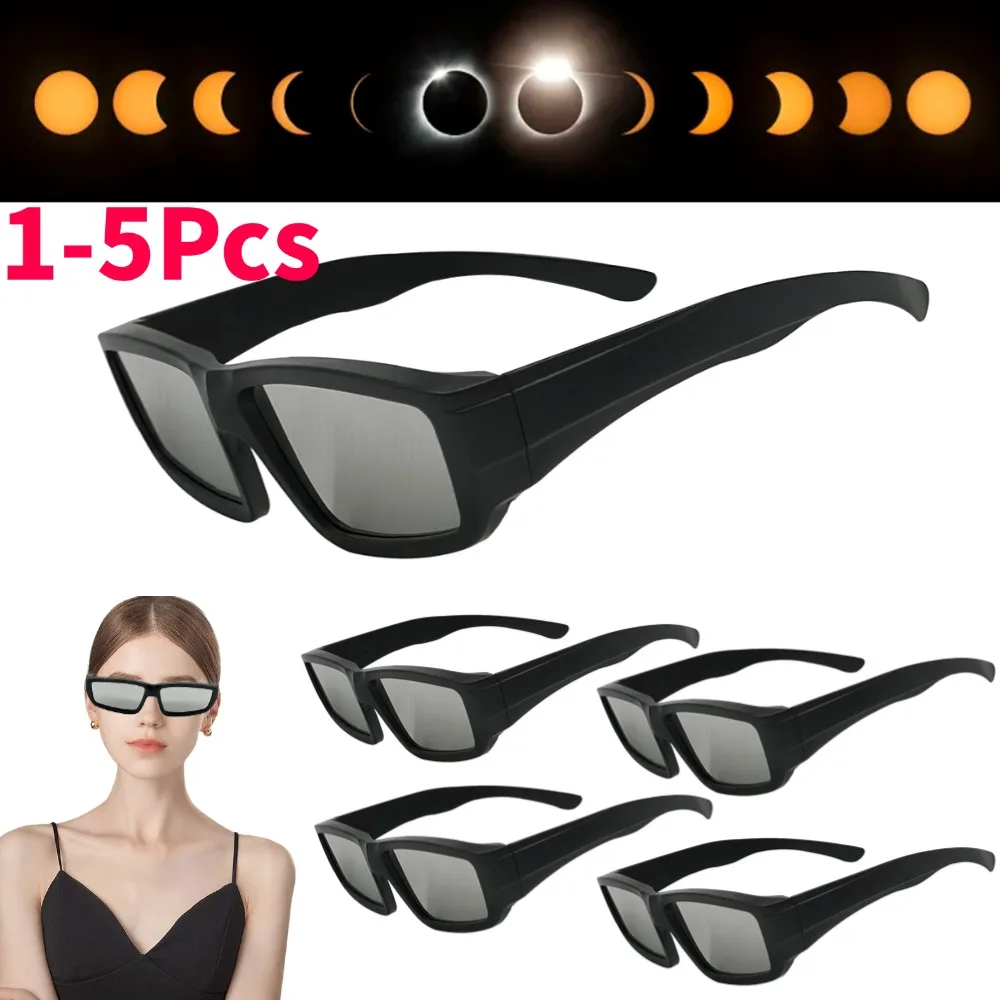 1-5PCS Solar Eclipse Glasse Reusable Anti-UV Viewing Glasses Safe Shades Observation Solar Glasses Upgraded Silver-plated Lenses