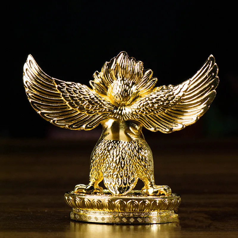 Buddhist Alloy Metal Gilding Gold Fengshui Suppliers Lucky Roc Garuda Great Golden-winged Peng Bird Character