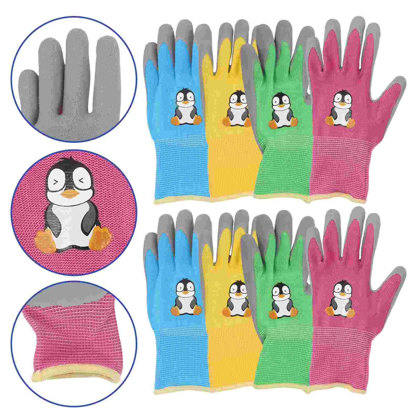 4 Pairs Glove Liners Children's Gloves for Kids Cut Resistant Emulsion Planting The Mitten