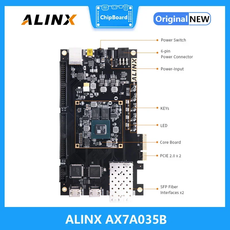 ALINX AX7A035B: XILINX Artix-7 XC7A35T FPGA Development Board A7 SoMs XC7A 35T SFP PCIe