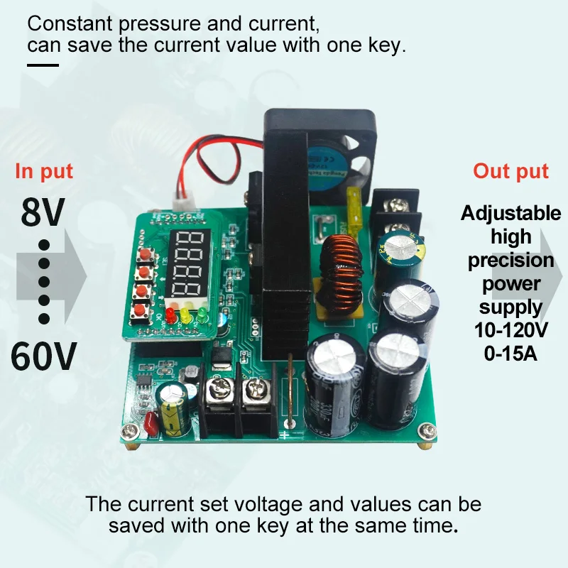 Juntek-módulo de Potência dc de Alta Potência Placa de Carregamento Solar Regulador de Tensão Módulo Conversor de Impulso 080v a 10120v Bst-900w