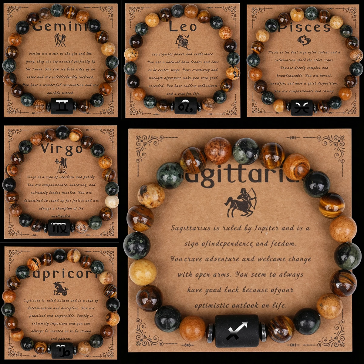 12 Zodiac Bracelets Natural Stone Cancer Virgo Leo Libra Bracelet Couples Friendship Gifts Bracelets Jewelry Pulsera Hombre image 6