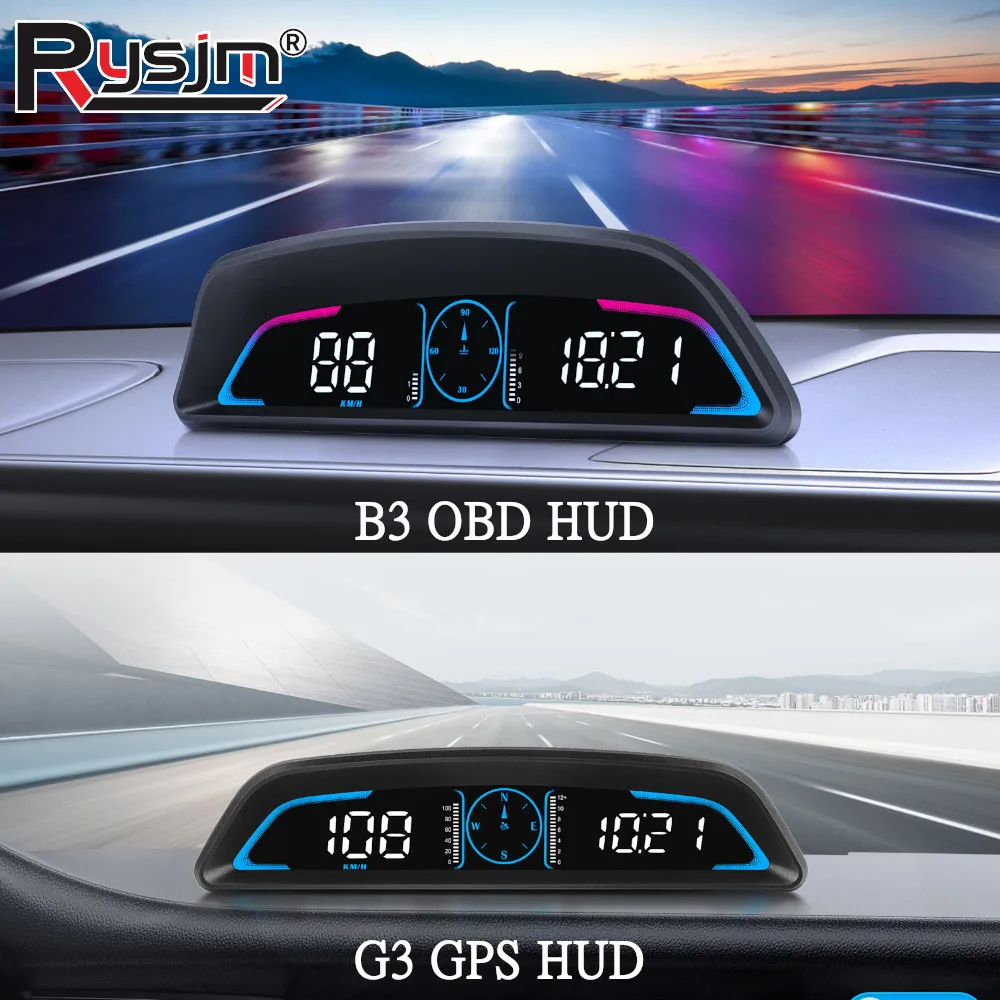 

G3 GPS / B3 OBD HUD Car Head Up Display Digital Speedometer With Alarm Water Temperature Meter Tachometer Clock Auto Accessorie