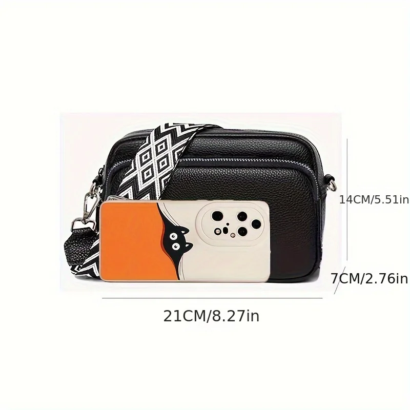 Stylish Crossbody Bag for Women Leather Messenger Bag, Versatile Shoulder Bag with Adjustable Geometric Pattern Design Strap image 3