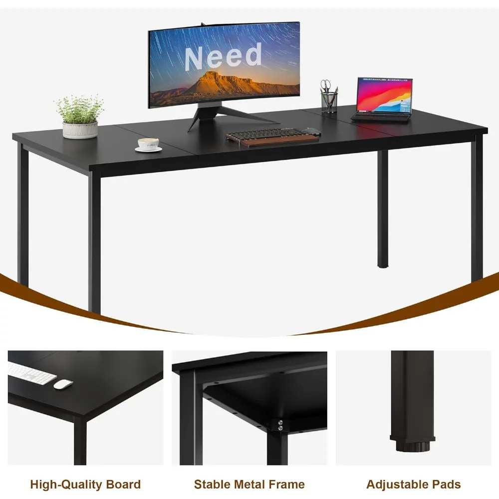 70.8 Inch Bureau Nodig, Groot Stijlvol Computerbureau, Eenvoudige Studie Schrijftafel, Werkstation Zakelijk Meubilair