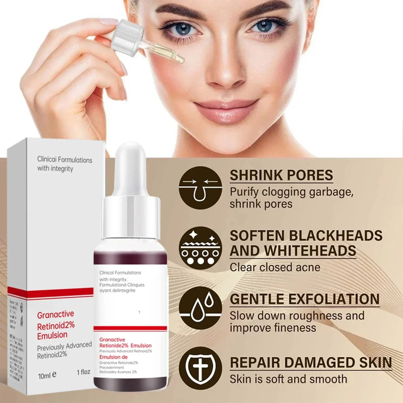 Face Serum Replenishment Moisturize Shrink Pore Brighten Skin Care Firming Facial Contraction Tightens Essence