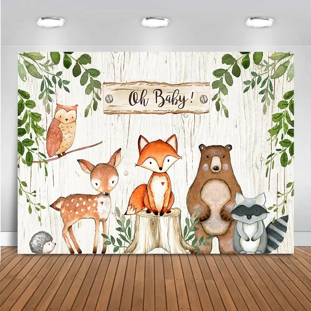 Woodland Baby Shower Birthday Backdrop Woodland Animals  Background Words Custom Woodland Birthday Baby Shower Party Decoration