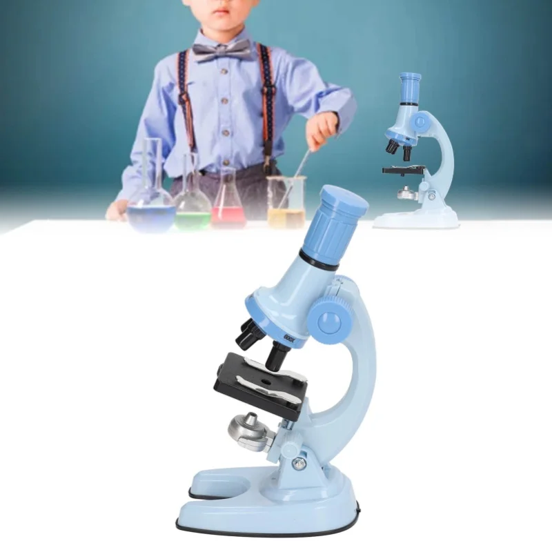 Brinquedo de microscópio educacional ferramenta de laboratório biológico brinquedo de microscópio para crianças azul
