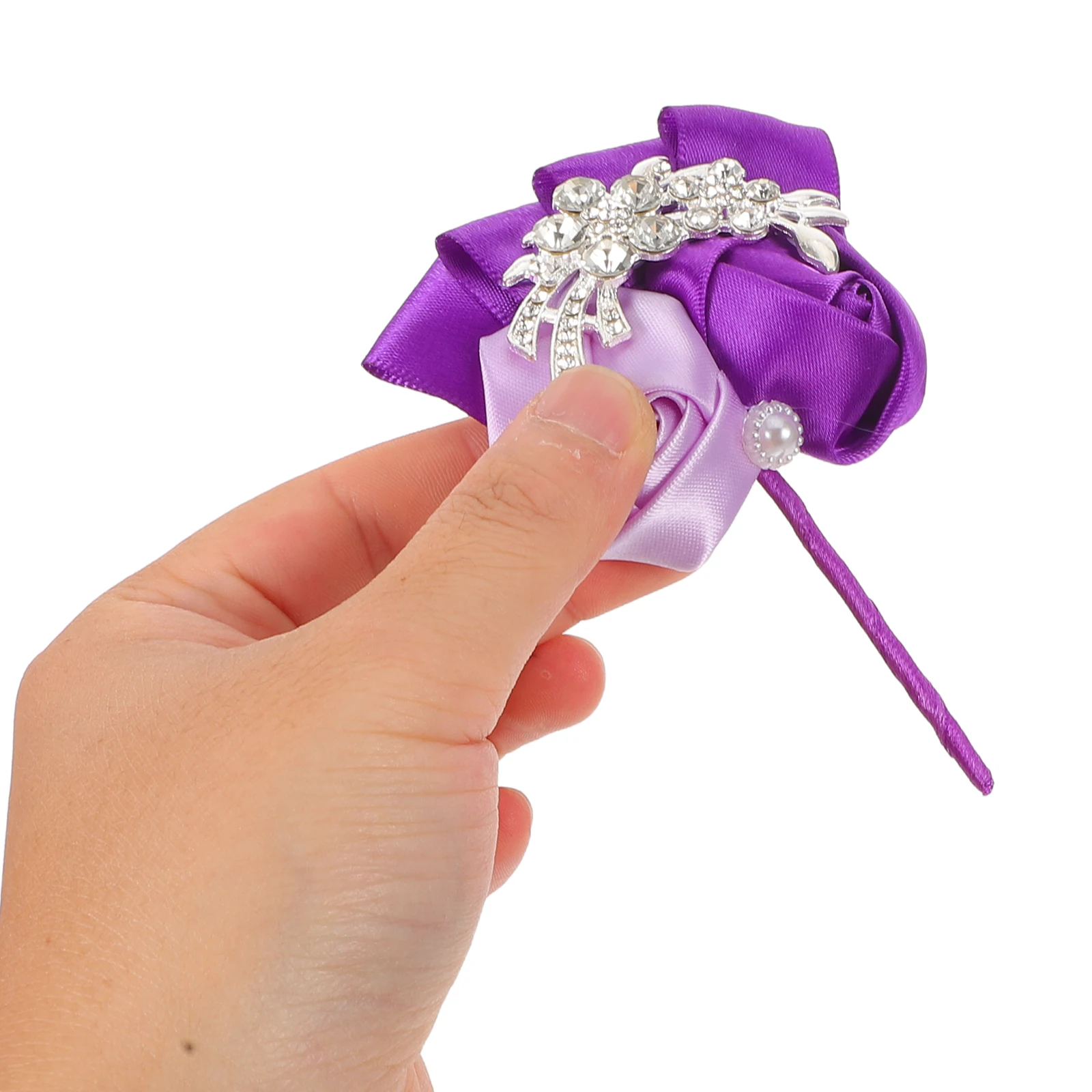 

Wedding Corsage Suit Wrist Flowers Combination Bracelet Purple Bridal Hand Decor Bridegroom
