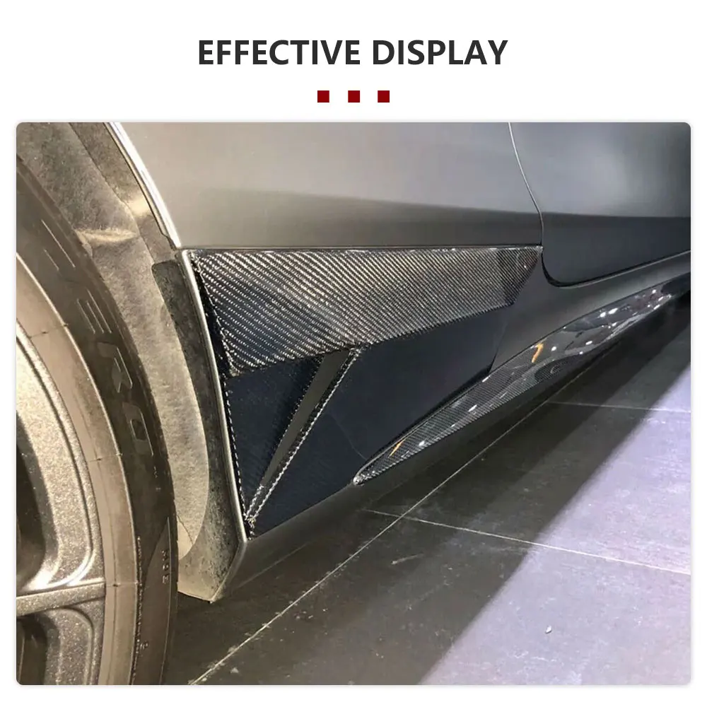 Side Skirt Splitters Sticker for Mercedes-Benz C217 S500 S550 S63 S65 AMG 2015-2017 Carbon Fiber Side Door Skirts Splitter Cover