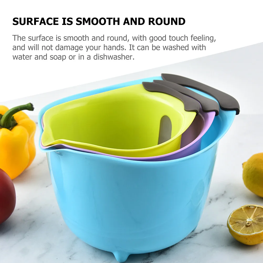 

3 Pcs Mixing Bowls Fruit Storage Basin Salad Container Vegetable Soup Pot Egg Lightweight Portable Stacking Kitchen Bowls Set