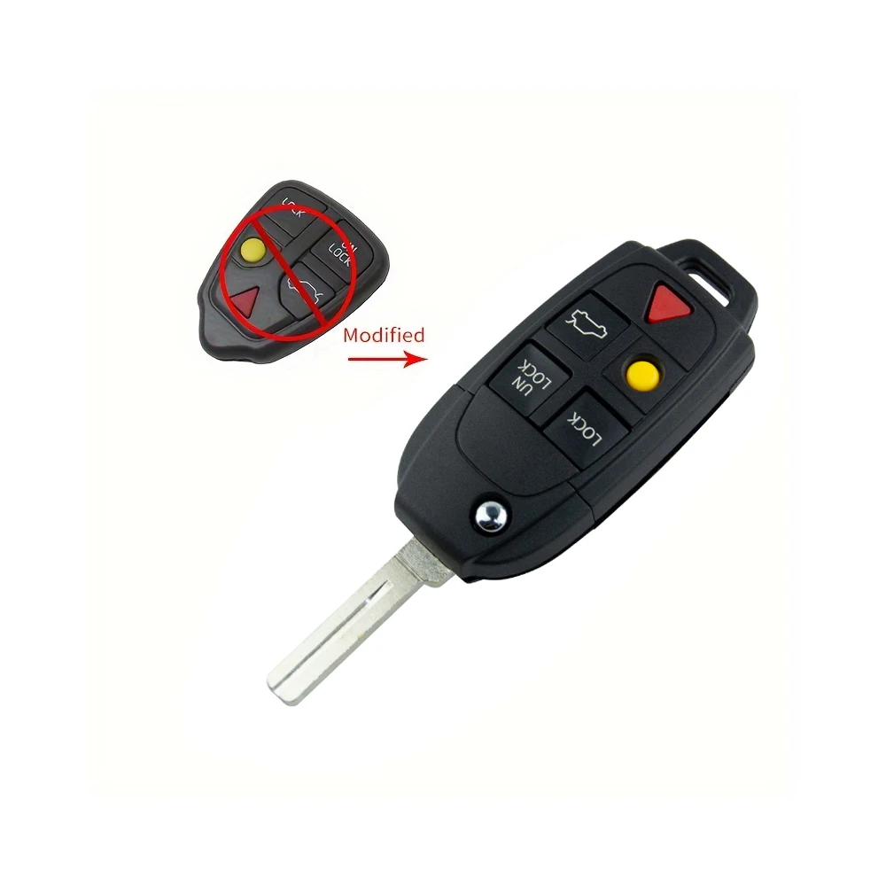 Okeytech 4/5 Knoppen Remote Flip Opvouwbare Sleutel Shell Voor Volvo Xc70 Xc90 V50 V70 S60 S80 C30 Nieuwe Vervangende Fob Autosleutelkoffer