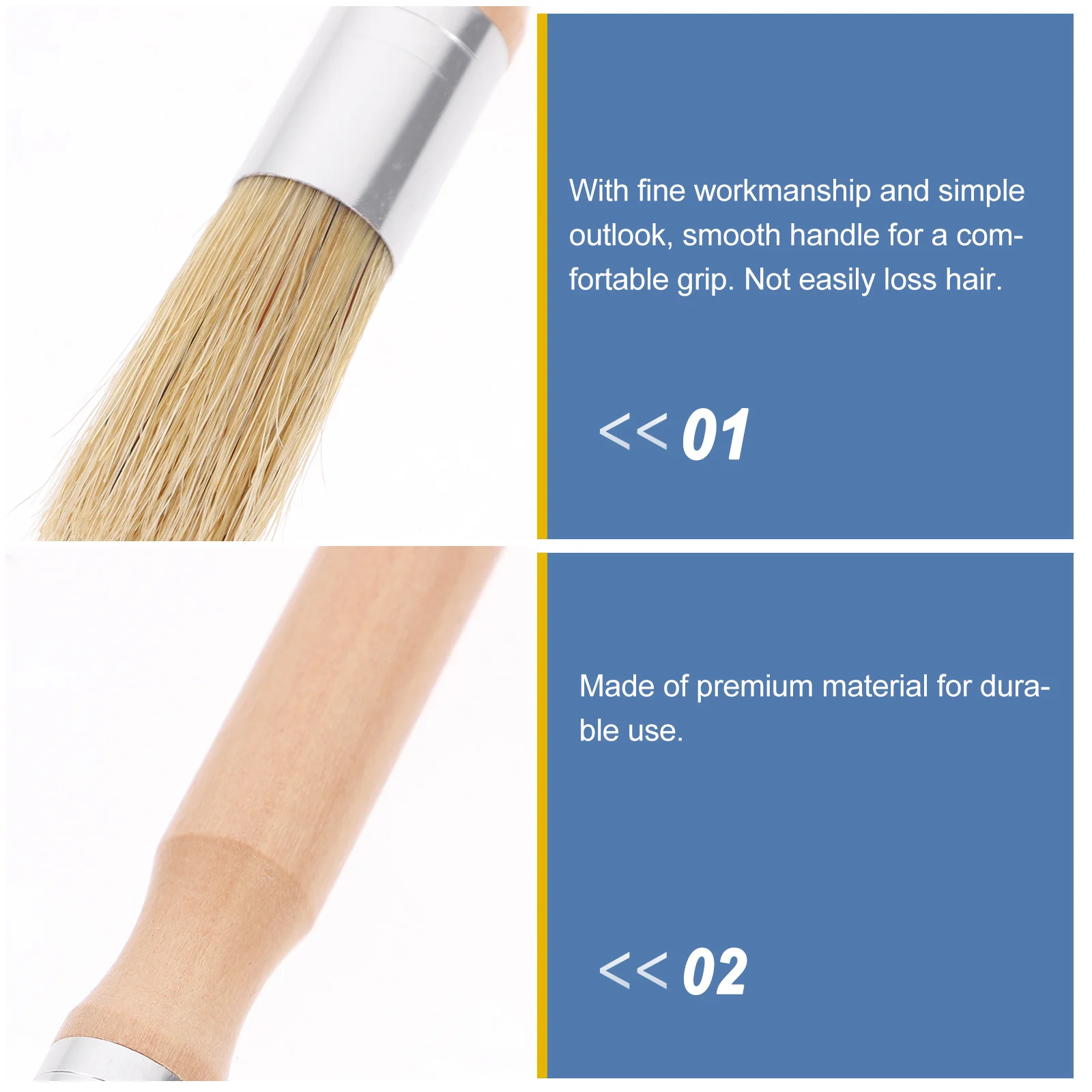 2pcs Stencil Brush Round Head Wooden Handle Small Brush Pig Mane Painting Brush Oil Acrylic Painting Supplies (Beige)