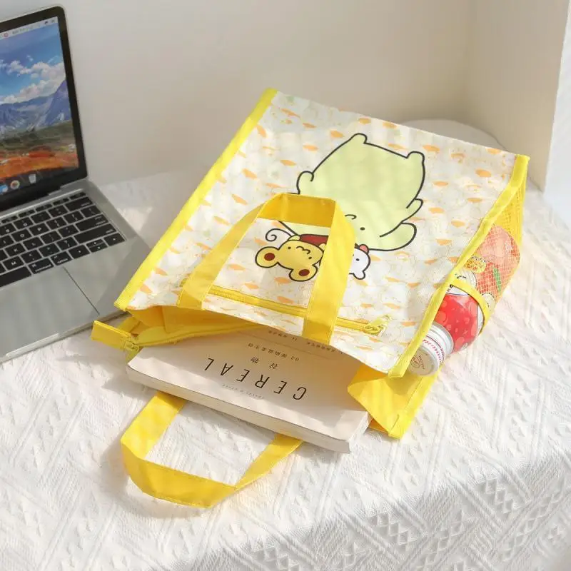 Sanrio-Bolsa Tutorial de melodía de Hello Kitty Kuromi, bolsa de maquillaje de doble capa de tela Oxford, bolsa de lección, bolsa portátil estampada para estudiantes