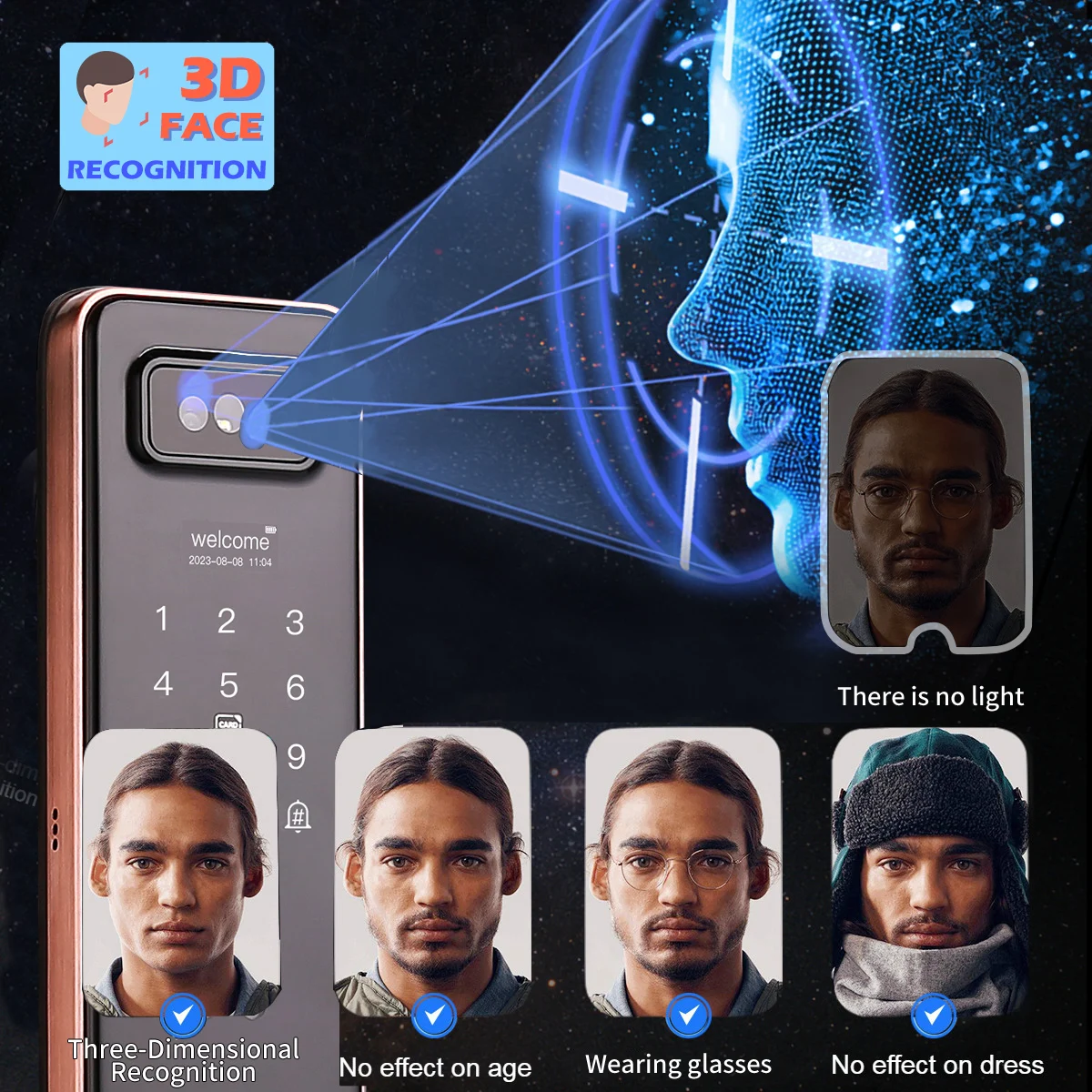 Face Recognition Lock With Camera Cerradura Inteligente APP Fingerprint Smart Door Lock Digital Card Real Time Video Intercom