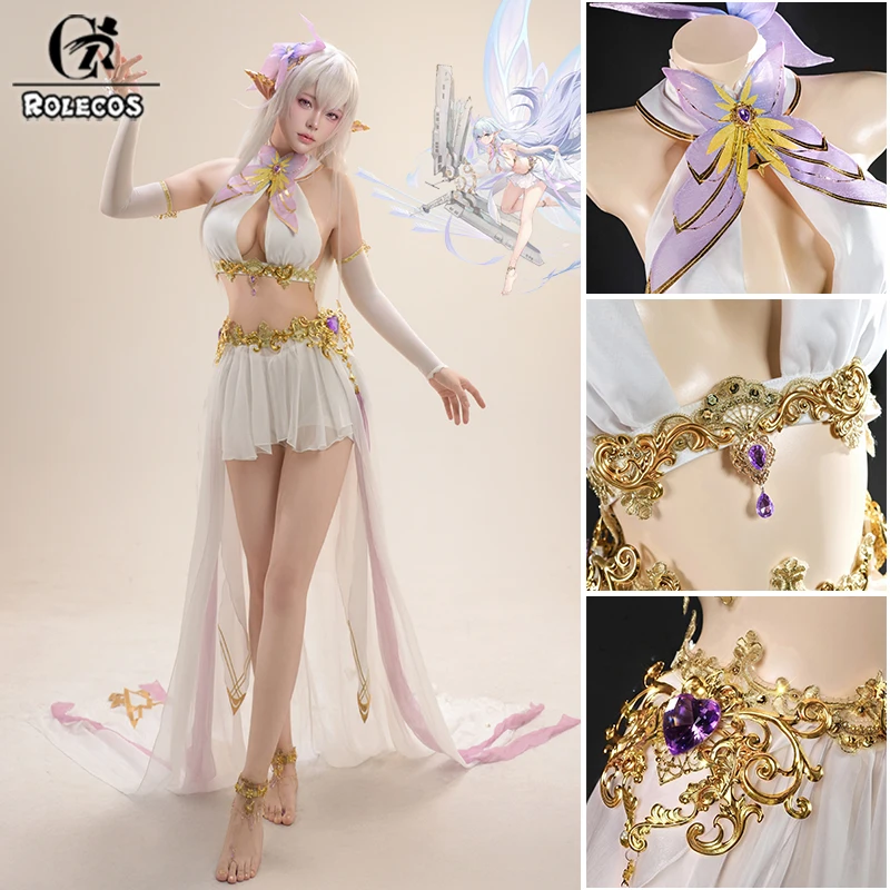 ROLECOS Game Azur lane HMS Albion Cosplay Costume White Dress Metal acc Sexy Woman Carnival Halloween Party Role Play Outfit