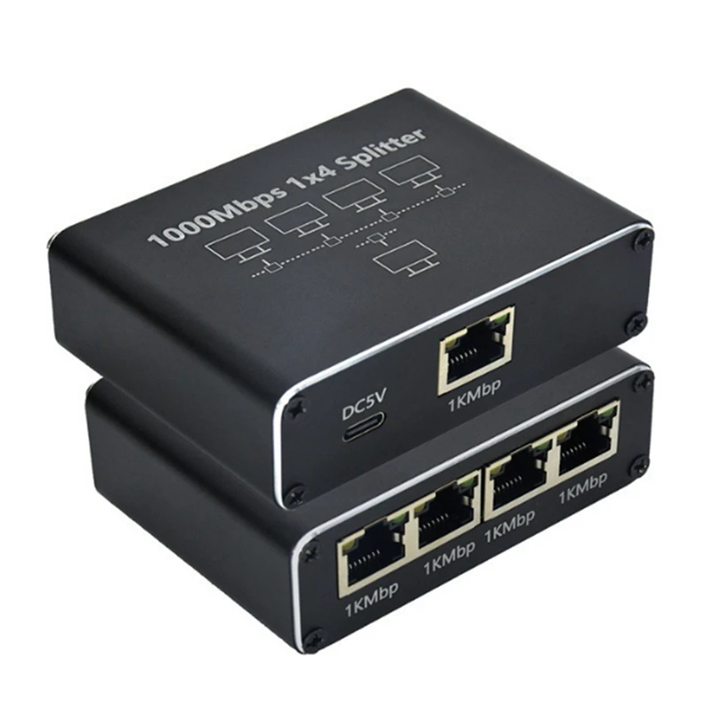 5 Port Gigabit Ethernet Switch With USB Power Cable, 1000Mbps Ethernet Splitter 1 To 4 Out , For Cat 5/5E/6/7/8 Easy Install