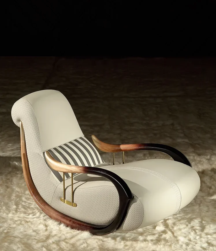 Bedoya series light luxury lounge chair leather leisure rocking chair design international rocking chair