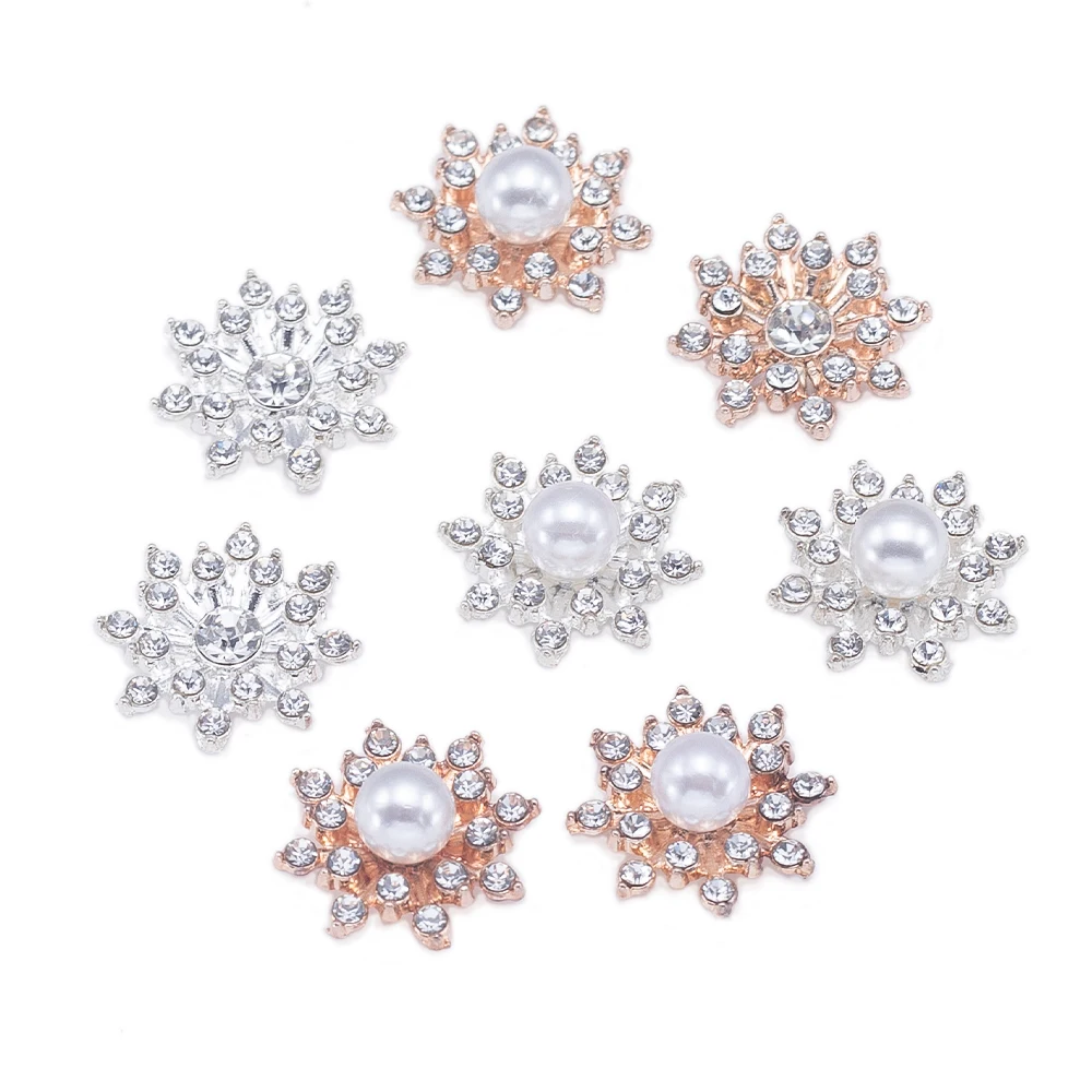 10pcs Ssnowflake Rhinestones With Claw Glass Base Beads Flat Backing Patches for DIY Jewelry Headwear Accessories