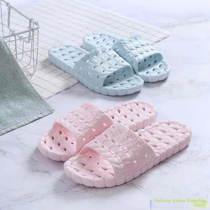 

Bathroom Bathing Hollow out Slippers Women Summer Plastic Soft Bottom Anti-Slip Couple Home Floor Shoes Home Thong Slippers