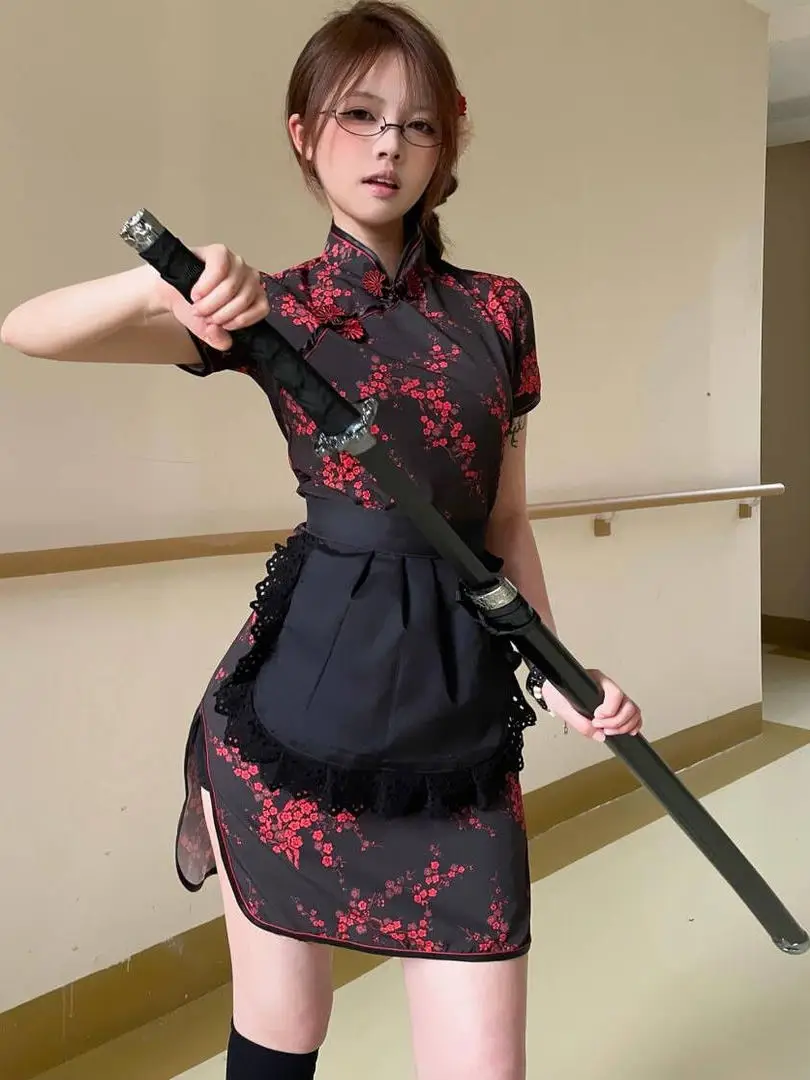 Nuovo cinese Sle Dr loween Cisas Cosplay orm ort Sve Maids orm ort Bandiera Robe Abbigliamento quotidiano