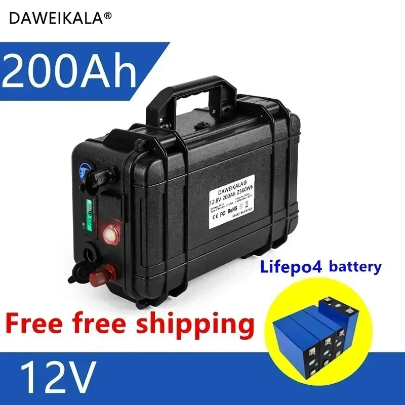 

12V 200Ah Lifepo4 Battery Pack Lithium Iron Phosphate Waterproof Cells For Golf Cart RV Solar Energy Storage Inverter Boat Motor