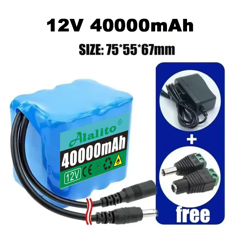 12V 3S4P 20000mah battery 18650 Li-ion 40Ah Rechargeable batteries with BMS Lithium Battery packs Protection Board +Charger