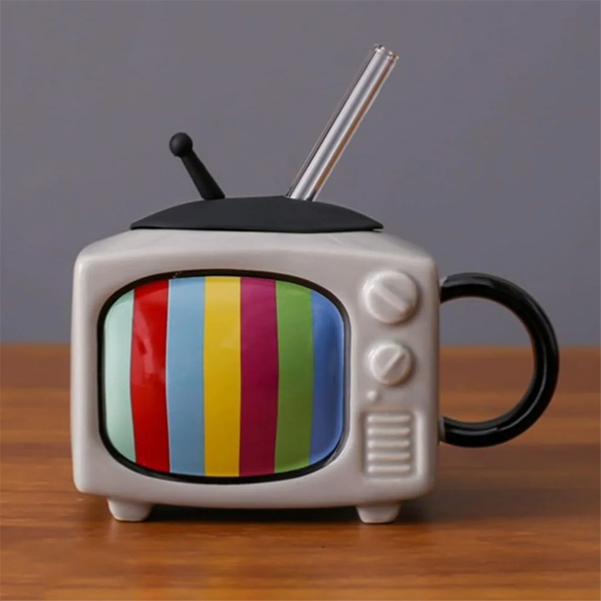 A01F- Square Coffee Cup Set With Straw And Lid Office Tea Cup