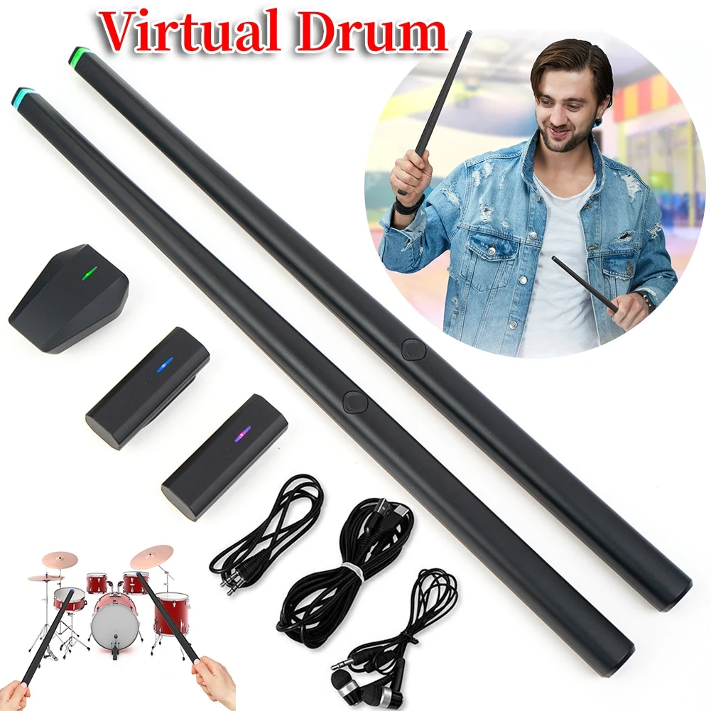 Somatosensory Virtual Drum Kit Electronic Air Drumsticks Musical Instrument Smart Wireless Portable Virtual Drum Stick Kit Mix