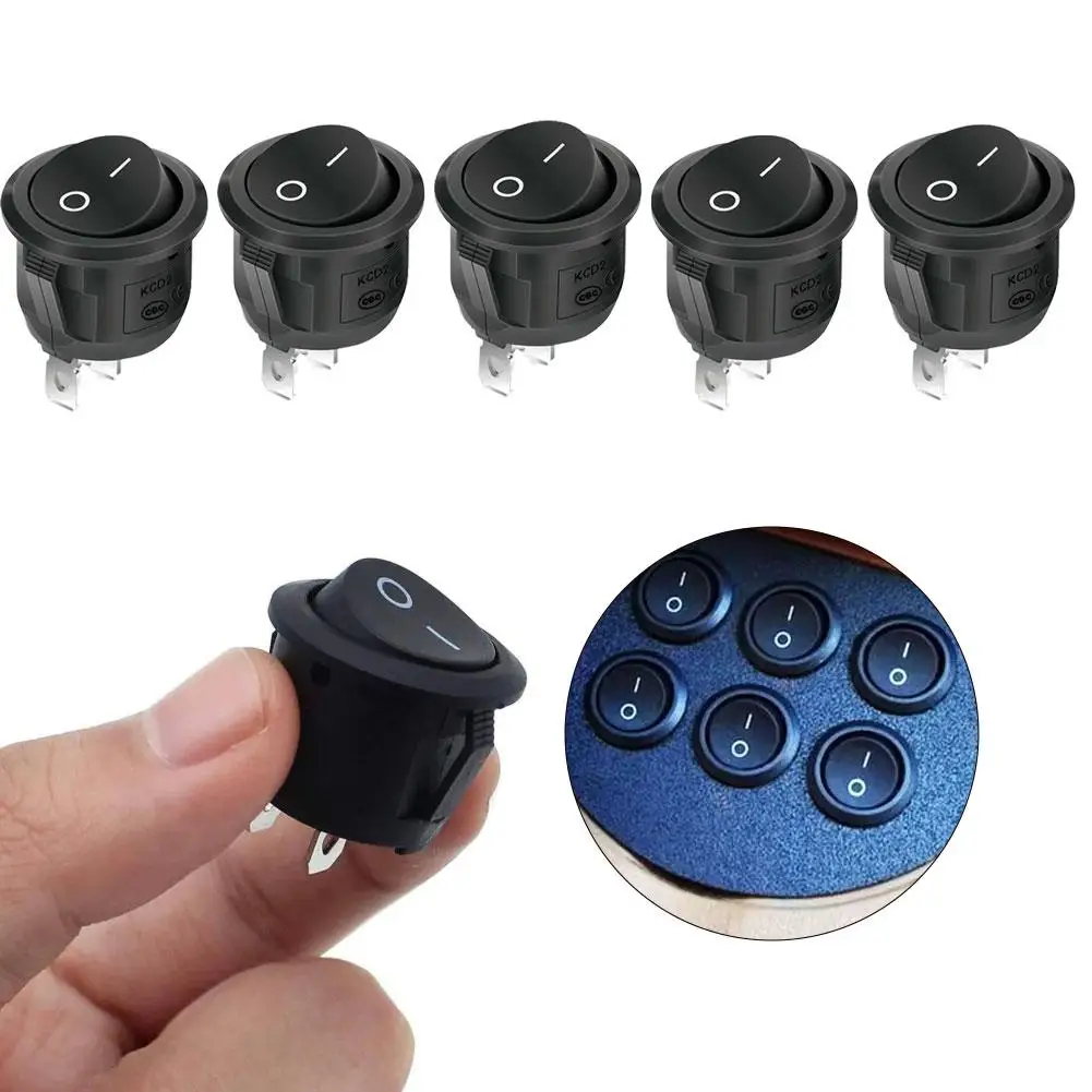 

5/10 шт. Круглый термостойкий 2-контактный переключатель-кнопка (рокер) 20 мм, с обжимными клеммами, 250В/125В D0B9