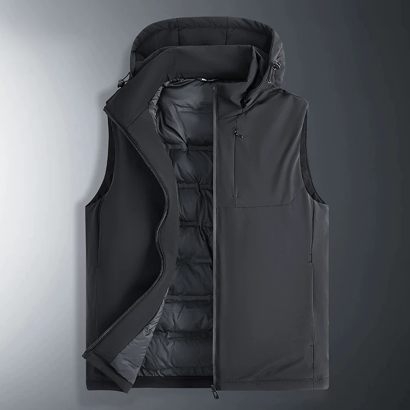 

Men's Winter Outdoor down Vest Removable Hood Warm Simple Svel oulder Pad Casual Outerwear Vest Polyester Fiber