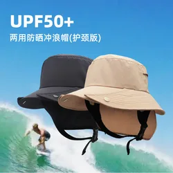 UPF50 + cappello da sole da uomo cappello da surf grande grondaia cappello da pescatore staccabile cappello da surf con protezione solare da pescatore a prova di uv estivo berretto antivento