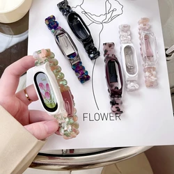 For Xiaomi Mi Band 8 Pro 7 6 5 4 Strap Fashion Amber Resin Bracelet Miband 8 5 Acrylic Hard Plastic Replacement Wristband Correa