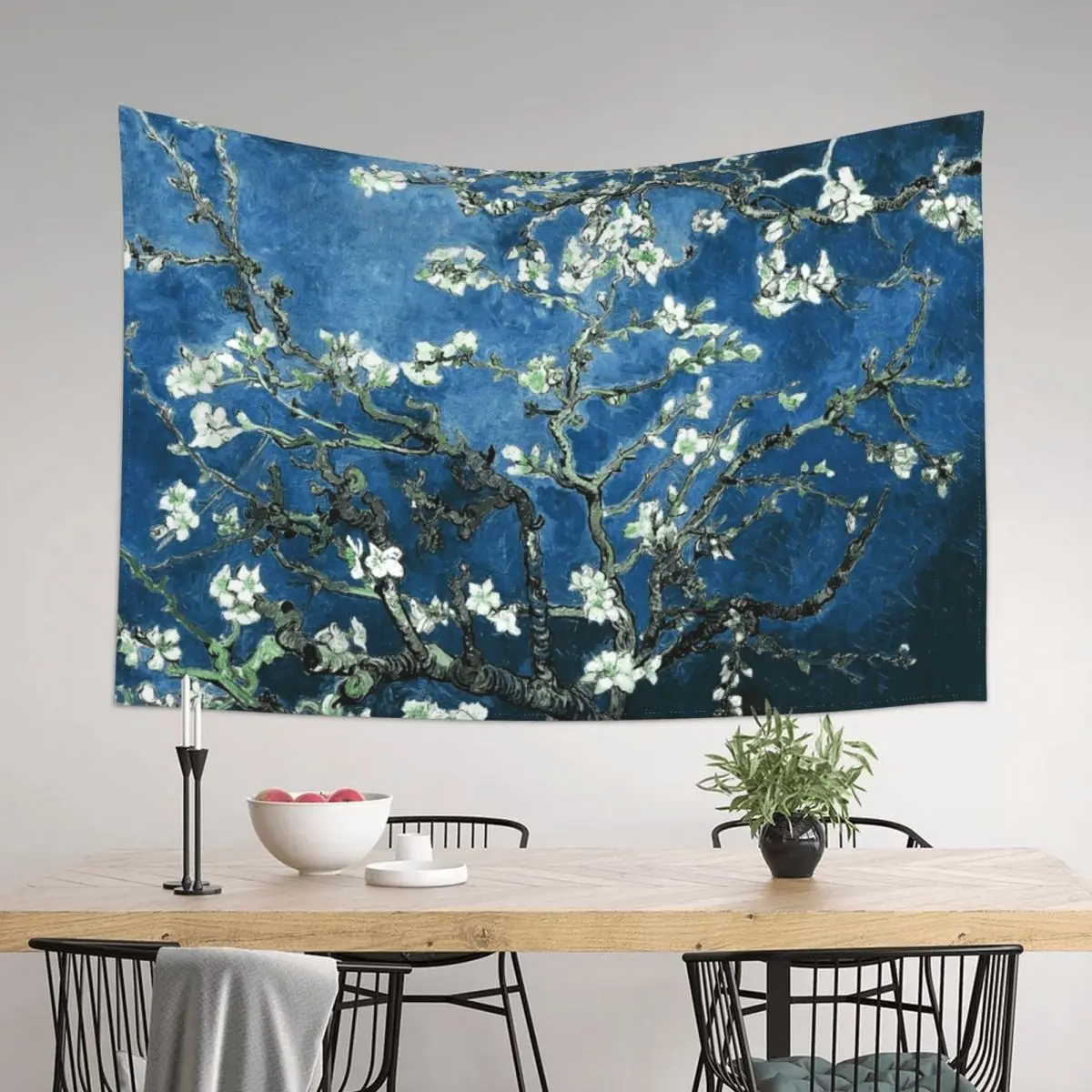 

Van Gogh Almond Blossoms Deep Ocean Blue Tapestry Living Room Decoration Room Decor Luxury Living Room Decoration Tapestry