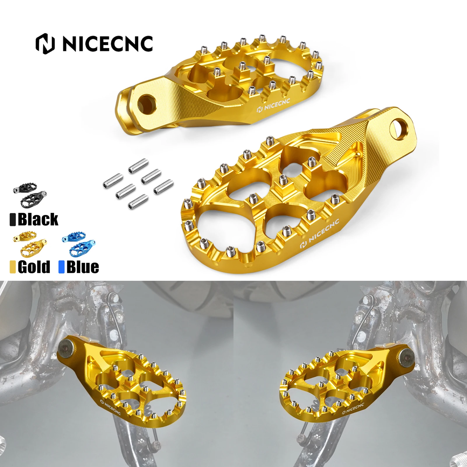 NiceCNC For Suzuki DRZ400S 2000-2024 DRZ400SM 2005-2024 2023 DR-Z 400S 400SM Motorcycle Wide Foot Pegs Footrest Enlarged Pedals