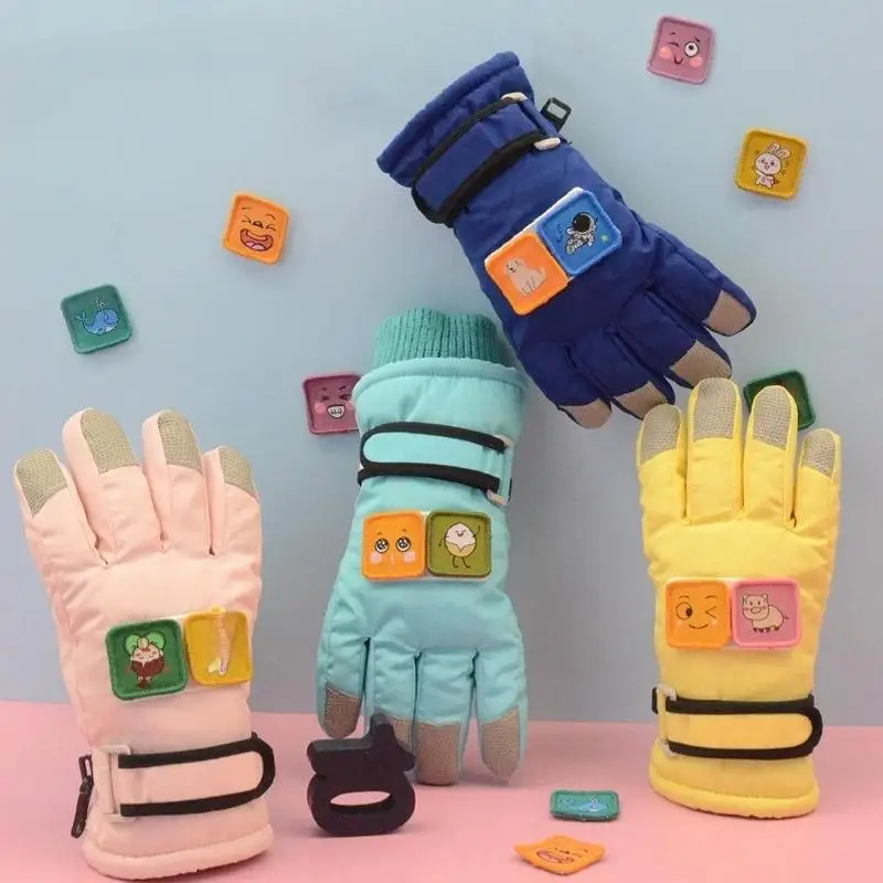 

Зимние теплые перчатки для мальчиков и девочек — перчатки для верховой езды/лижного спорта с сенсорным экраном, морозостойкая бархатная подкладка