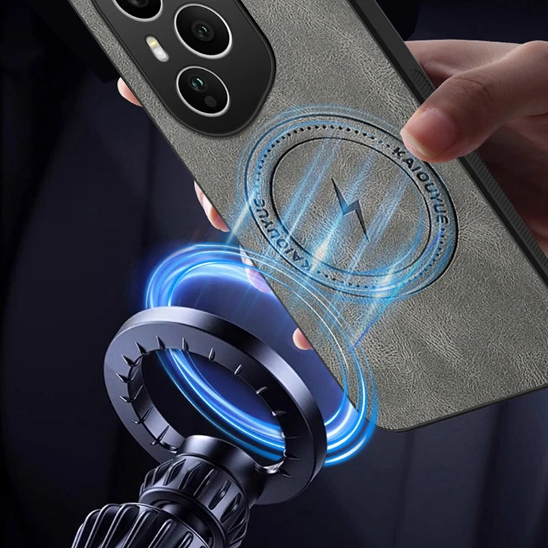 Casing Ponsel Tahan Benturan Bumper Lembut Kulit PU untuk Honor 400 Pro Penutup Belakang Magsafing Magnetik untuk Honor X8C X7C X9C X60 Pro Funda