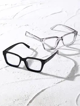 2 uds marco geométrico de plástico moda estilo académico gafas transparentes protección accesorios diarios