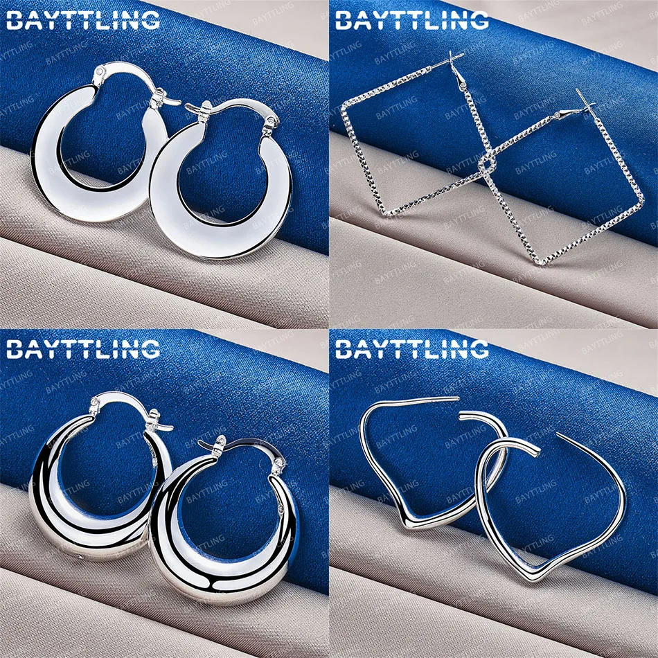 

Luxury S925 Sterling Silver Heart Shape Square Earrings Women Fashion Jewelry Accessories Wedding Gift