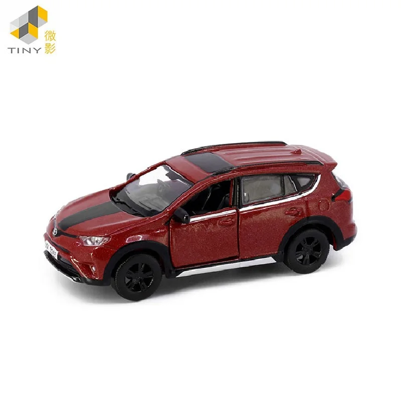 Tiny 1:64 Toyo-ta Rav4 Red Diecast Simulation Model Cars Toys