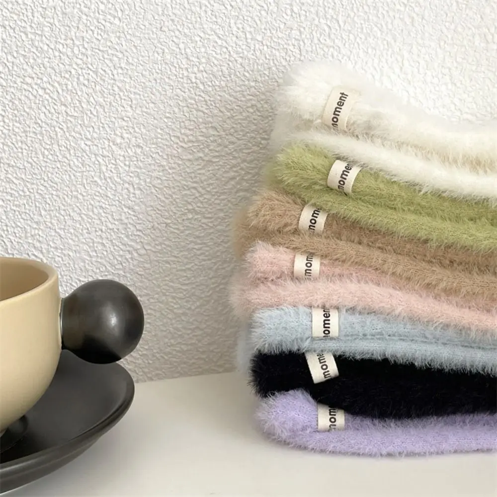Fashion Winter Mink Cashmere Socks Solid Color Velvet Socks Fluffy Warm Cotton Socks Women