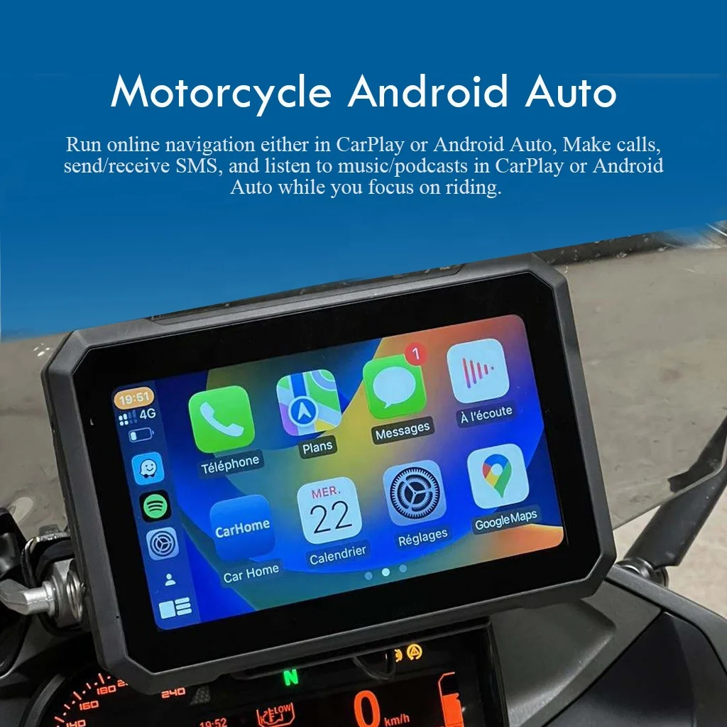 New Android OS 7-inch IP 66 Waterproof Wireless Universal Multimedia Car Play Motorcycle GPS