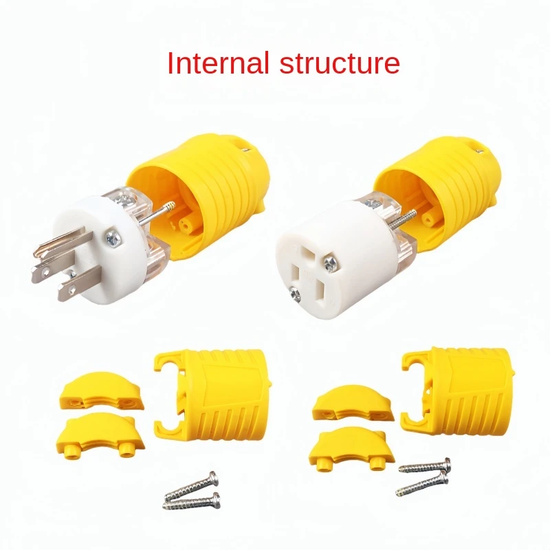 Wtyczka NEMA 5-15P klasy przemysłowej 15 A, AC 125 V, 2-biegunowy 3-przewodowy USA 3-pinowa wtyczka wielokrotnego ładowania, certyfikat ETL/cETL
