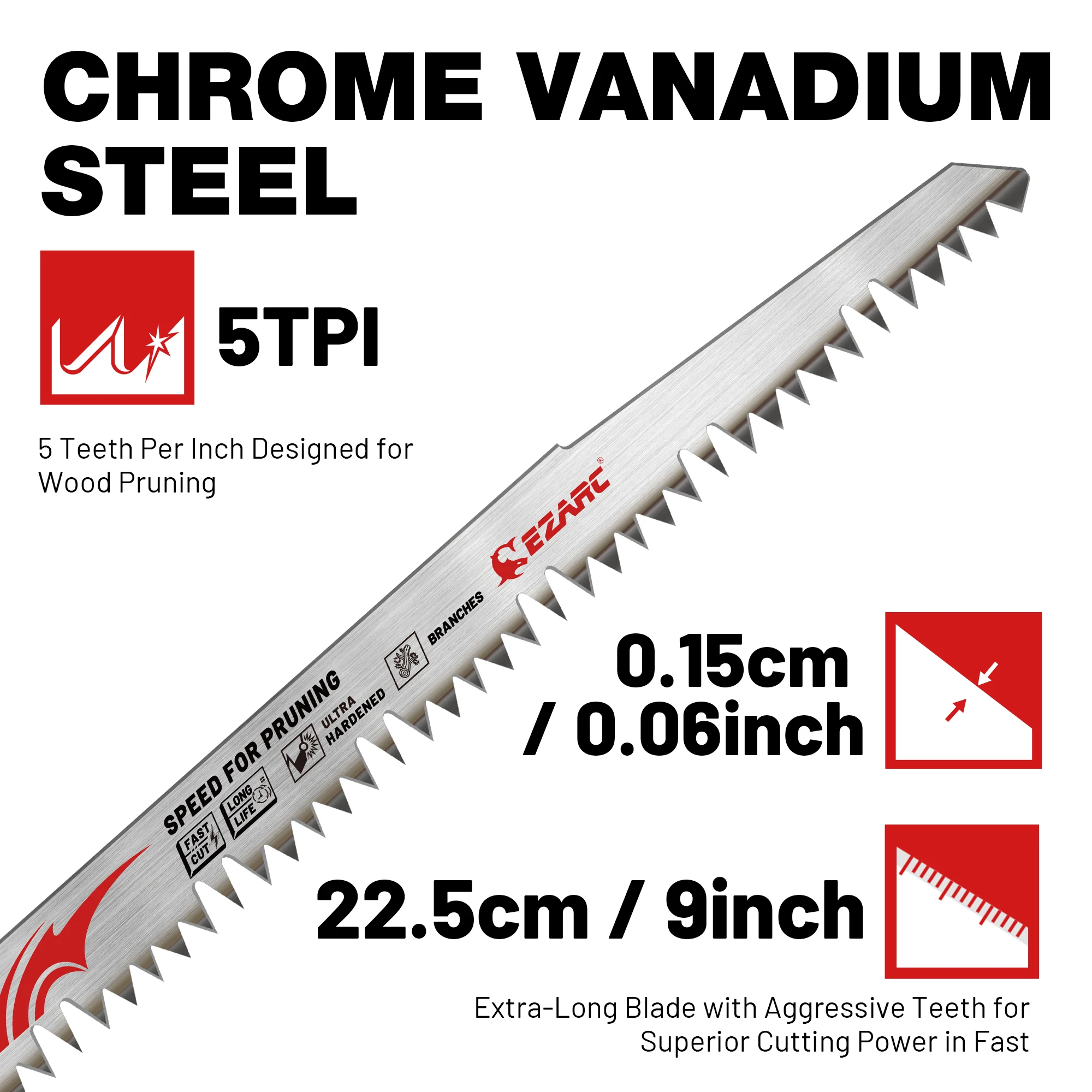 9''/12" Holzbeschneiden Säbelsägeblätter 5PCS Bodenzähne Astsägeblätter Set zum Trimmen von Bäumen, Holzschneiden