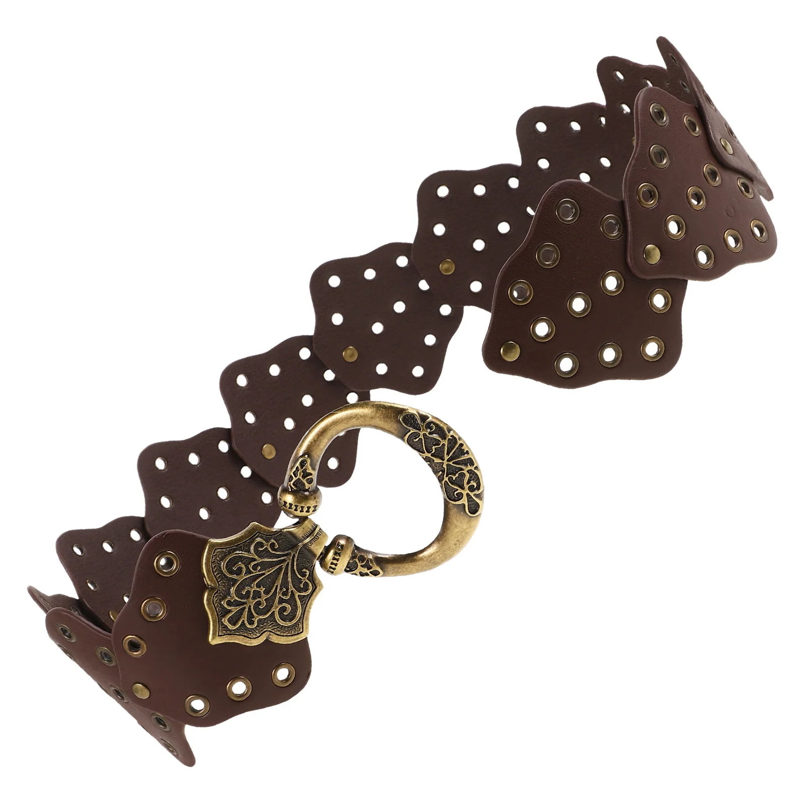 

Vintage Rivet Belt for Women Baroque Style Leaf Decoration Adjustable Waist Buckle Belt Fashionable Dress Accessory 90S Inspired