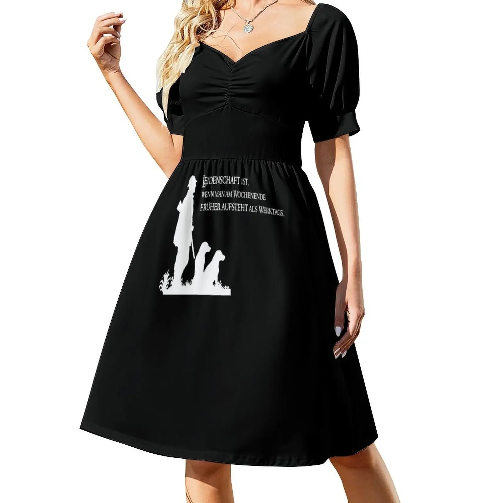 

Passion is - hunters and hunts motif with hunters and dogs Short-Sleeved Dress wedding dresses for woman