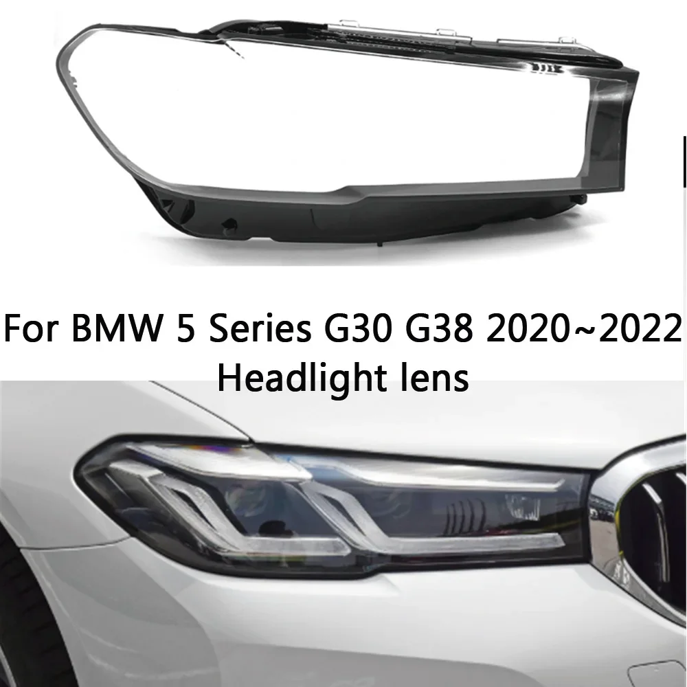 

HTTCY For BMW 5 Series G30 G38 2020 2021 2022 front Car Headlight Cover Lens Shell Lampcover Lampshade Headlamp Light mask