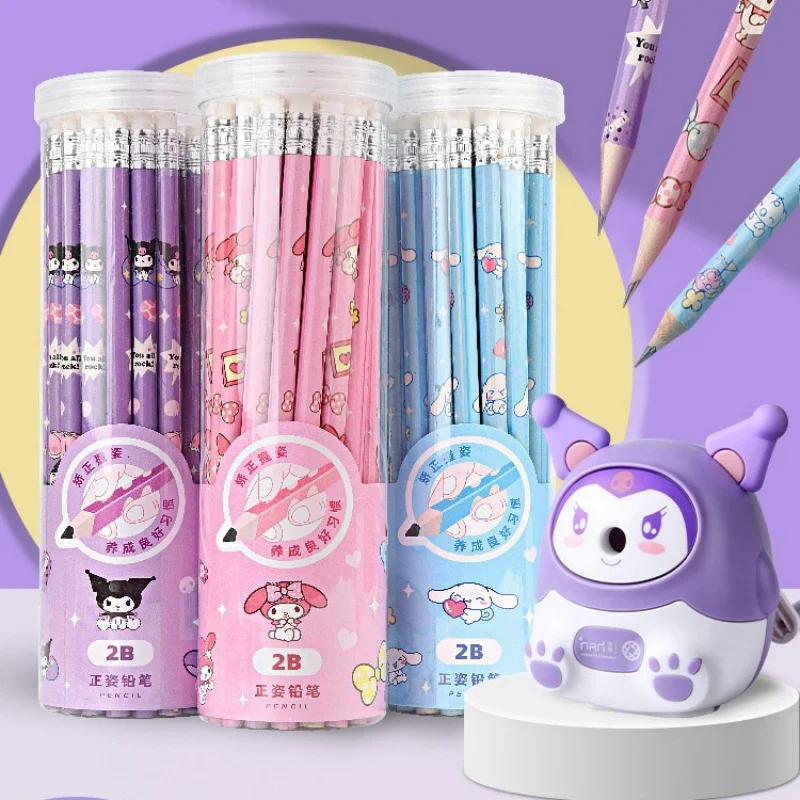 

Набор из 30 карандашей Kuromi для школьников, для письма и практики, милые мультяшные карандаши 2B с ластиком, для экзаменов, для школы