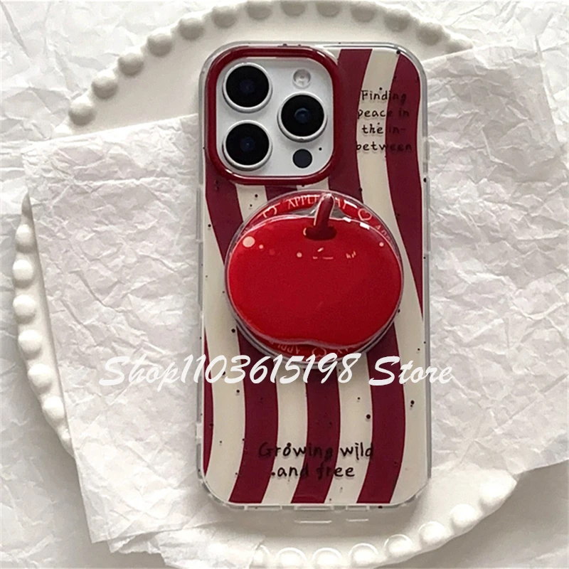Korean Cute Cartoon Red Apple Magnetic Holder Phone Griptok Grip Tok Stand Support For iPhone For Magsafe Accessories Smart Tok view 4